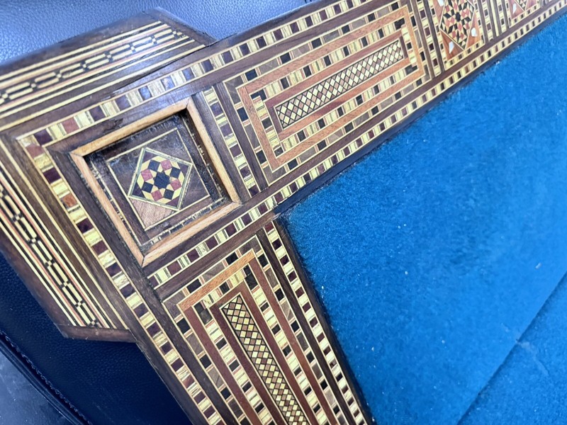 STUNNING SYRIAN DAMASCUS INLAID BACKGAMMON/CARD/ GAME TABLE, See Description. gallery