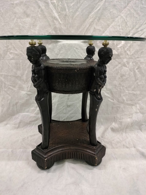 Mid 20th Century Wood Hand Carved Colonial Tribal Side Table From The Congo... gallery