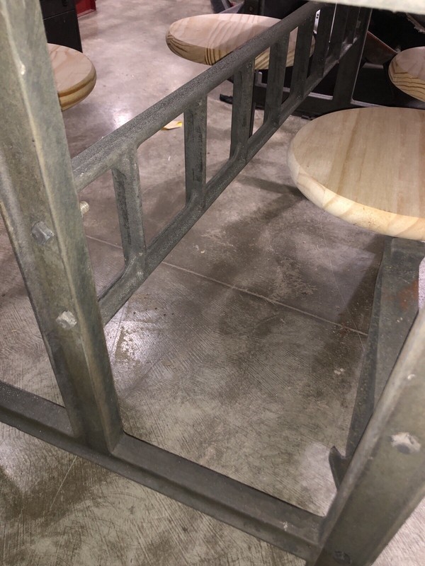 VTG Cast Iron Cafeteria Prison Dining Lunch Table Maple Pine Swivel Seat gallery
