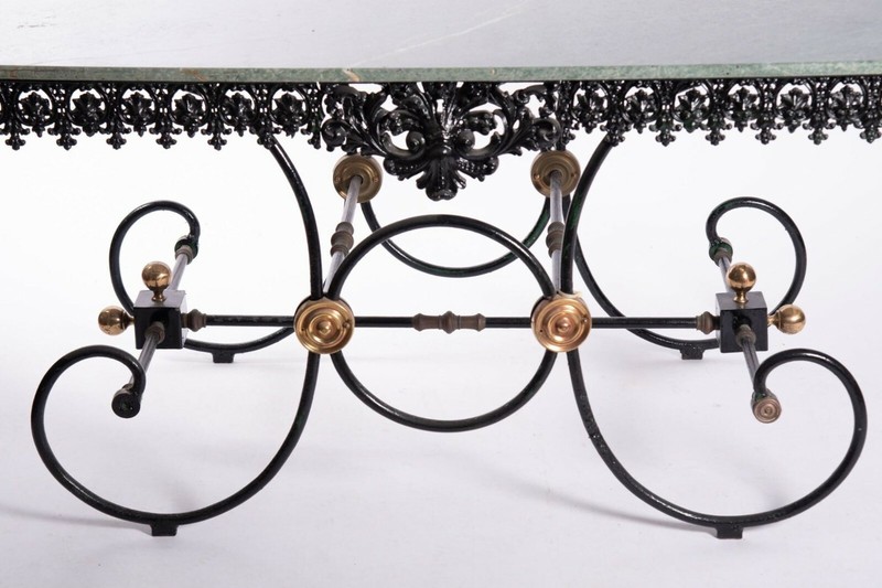 Beautiful French Marble Pastry/ Meat Table Iron Base Delivery Available