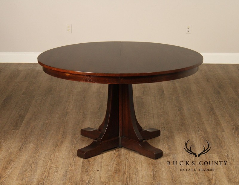 Stickley Mission Collection Round Oak Extendable Dining Table gallery