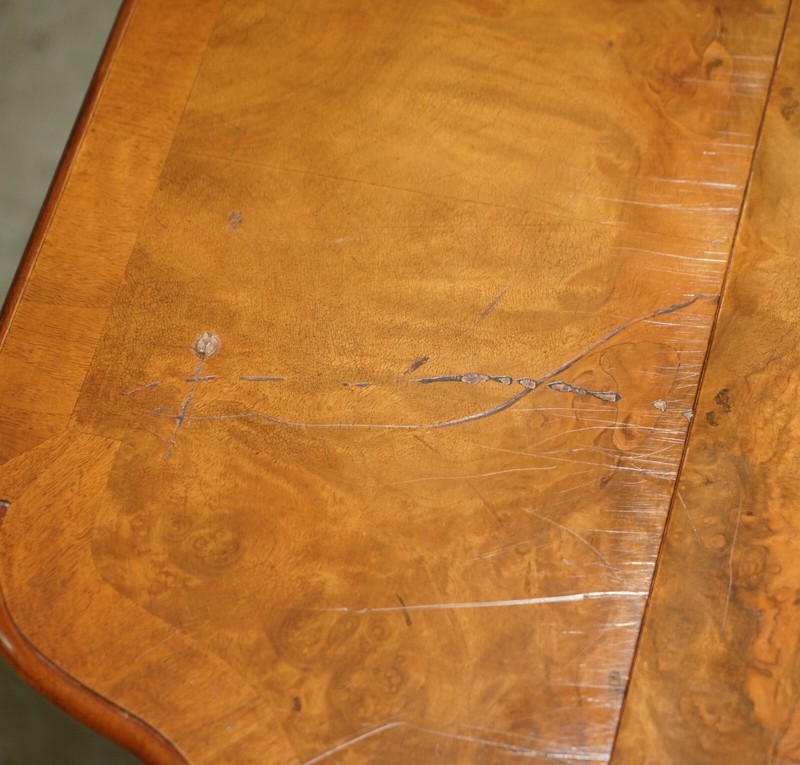 VINTAGE BEVAN FUNNELL BURR WALNUT EXTENDING SOFA / OCCASIONAL TABLE NICE TIMBER gallery