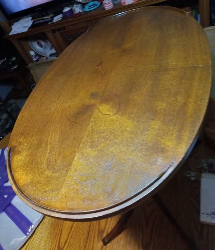 Mid Century Mahogany Oval Lyre Base End Table / Side Table (RP-ET121) gallery
