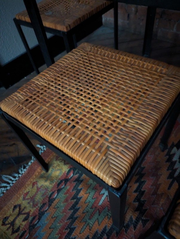 Midcentury Danny Ho Fong Iron & Cane Tiki Bar Dining Table w/6 Stools Tropi-Cal gallery