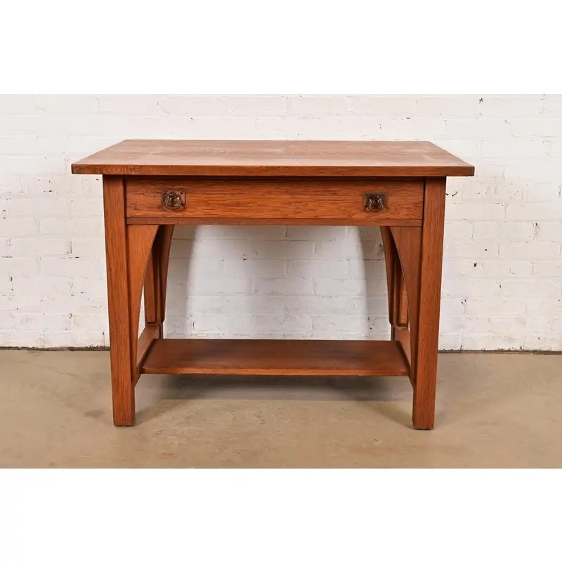 Limbert Antique Mission Oak Arts & Crafts Desk or Library Table, Circa 1910 gallery