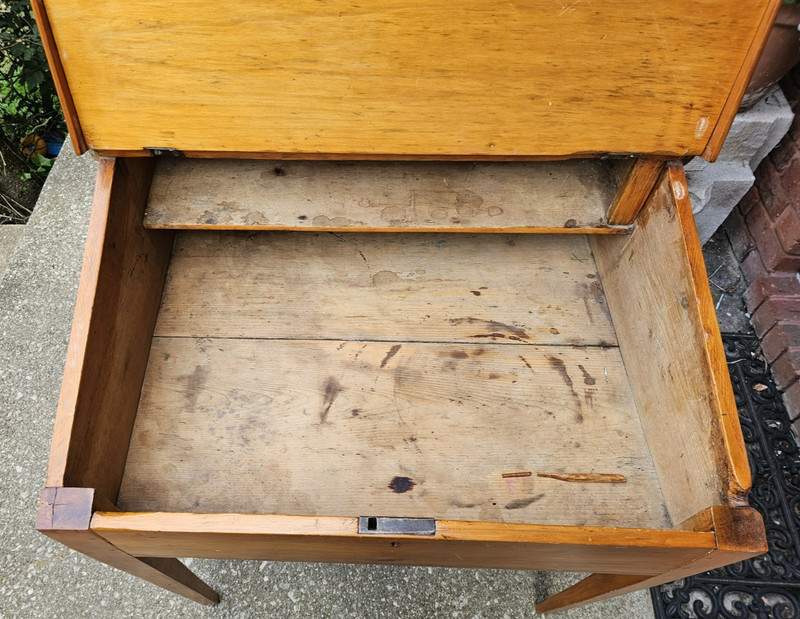 ANTIQUE PINE SLANT TOP DESK AMERICAN PRIMITIVE FLIP STORAGE WORK PLANTATION DESK gallery