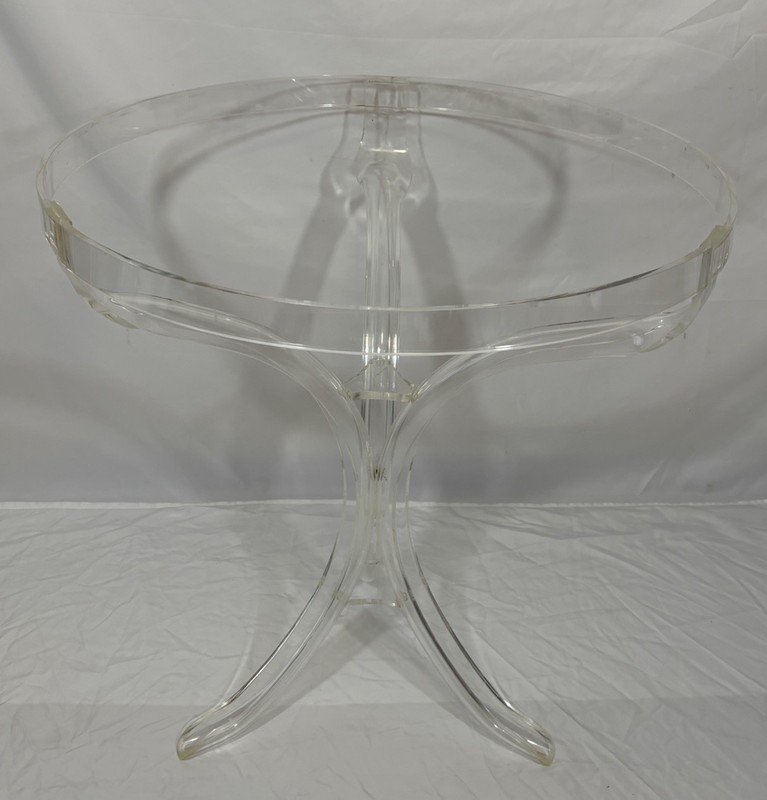 Vintage Mid Century Acrylic Lucite Table Base Stand Round 24"D 25.75"H gallery