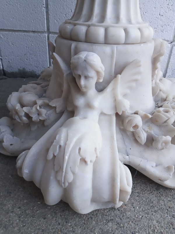 Antique Alabaster Center Table Base Stand Fountain Italian Sgnd Renaissance 19 C gallery