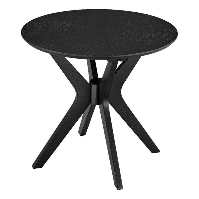 Mid Century Modern 24 Inch Round Side Table with Unique Intersecting Base