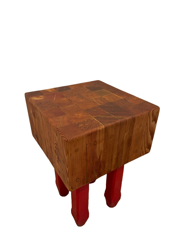 Vintage Antique Butcher’s Block Carving Kitchen Table, Hand-Crafted 1975