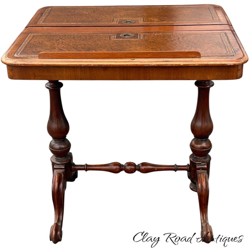 Antique Regency writing reading table combination drawing leather top 19th gallery