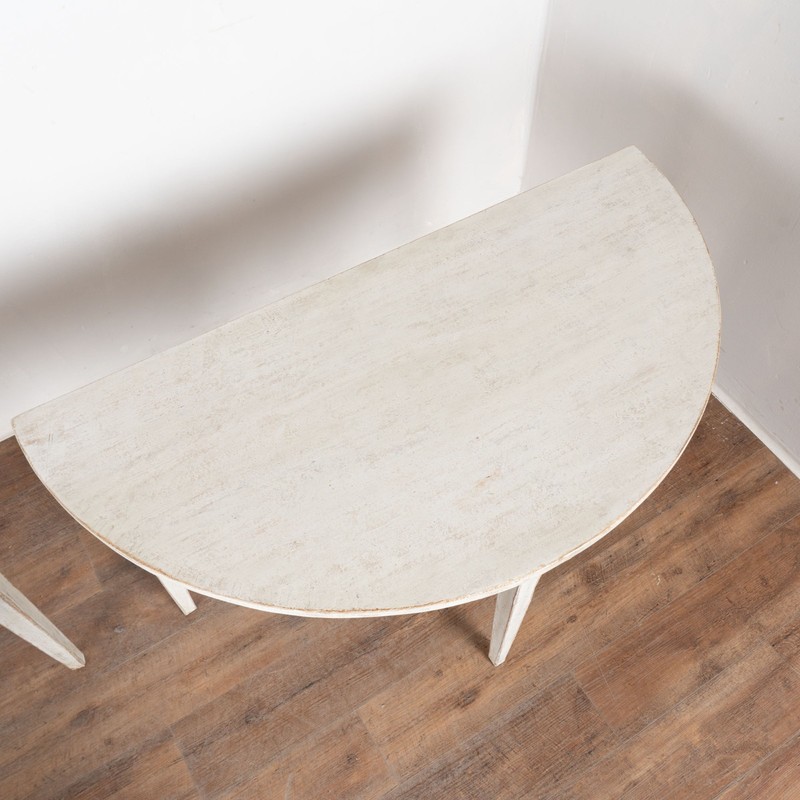 19th Century Swedish White Demi Lune Console Tables gallery