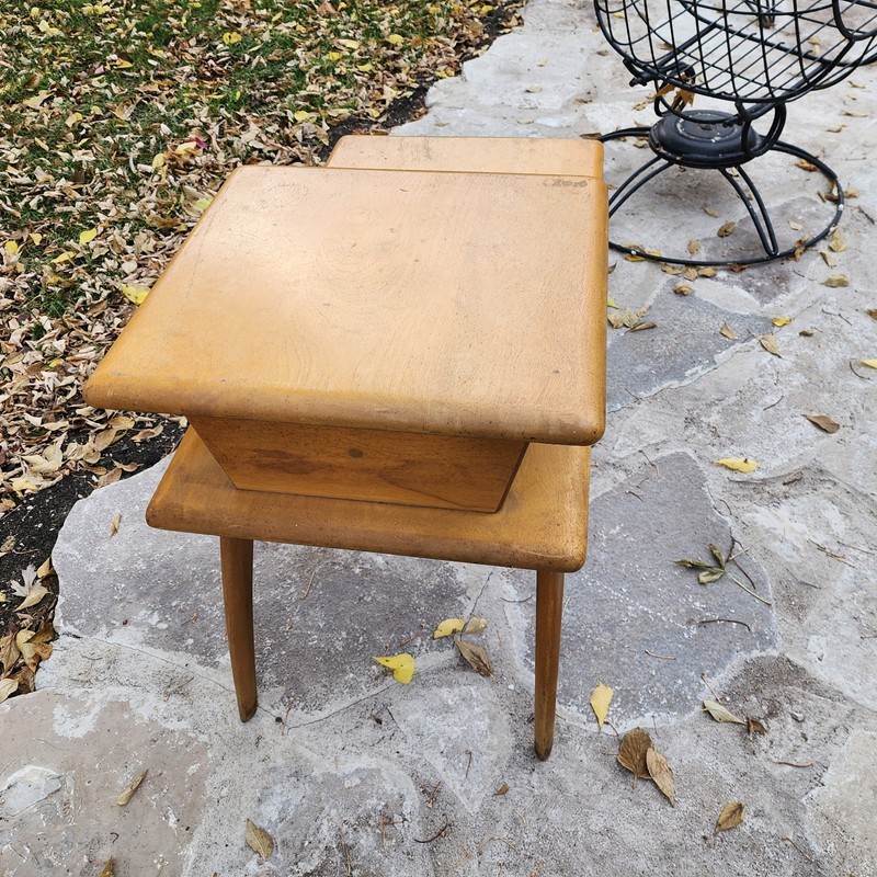 MCM HEYWOOD WAKEFIELD Two Step Tier End Table Curved Legs gallery
