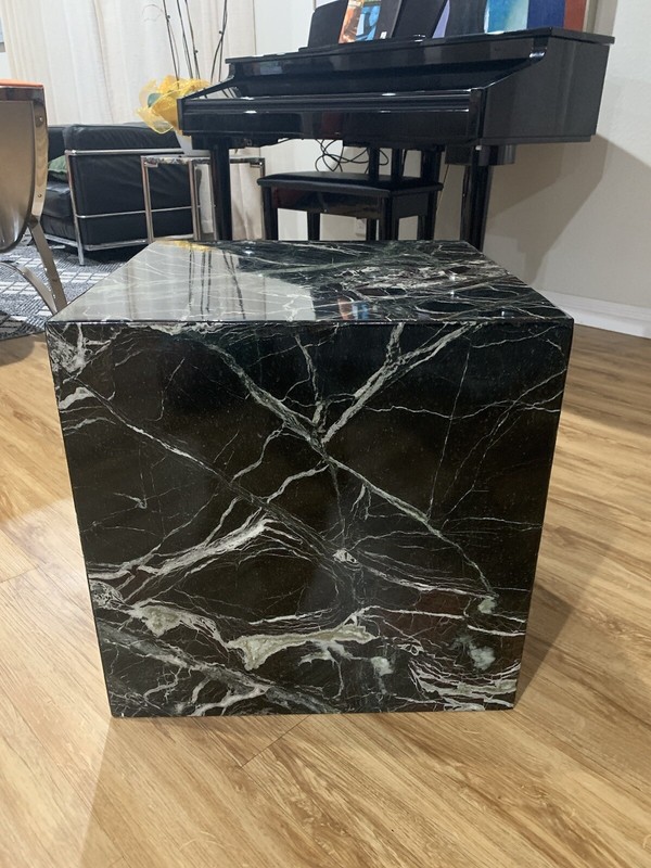 80's Circa Black Marble Cube Shape Pedestal/Table gallery