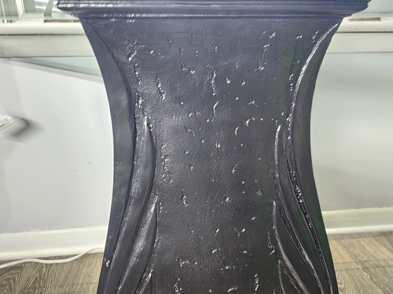 Vintage 1980s Sofa Table Pedestal Side Table Beveled Glass Top Foyer Table Black gallery