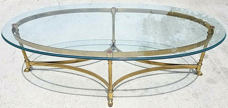 Maison Jansen Style Hollywood Regency Brass Rams Head Hoof Footed End Side Table gallery