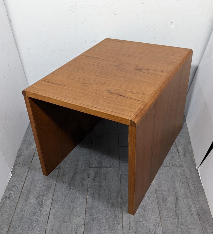 Vintage Mid Century Danish Modern Teak Wood Waterfall End Table B67