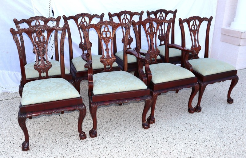 Chippindale 8 Mahogany Hickory Dining Chairs
