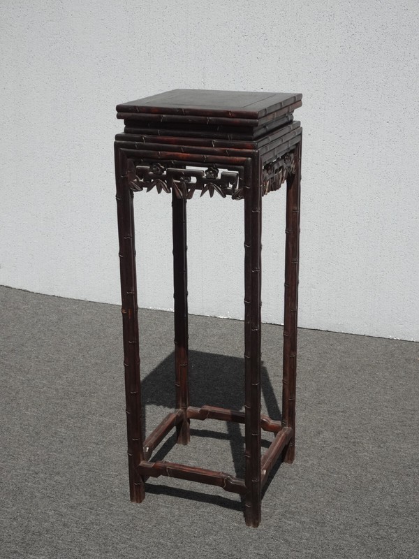 Vintage Oriental Asian Solid Carved Wood Plant Stand Side Table gallery