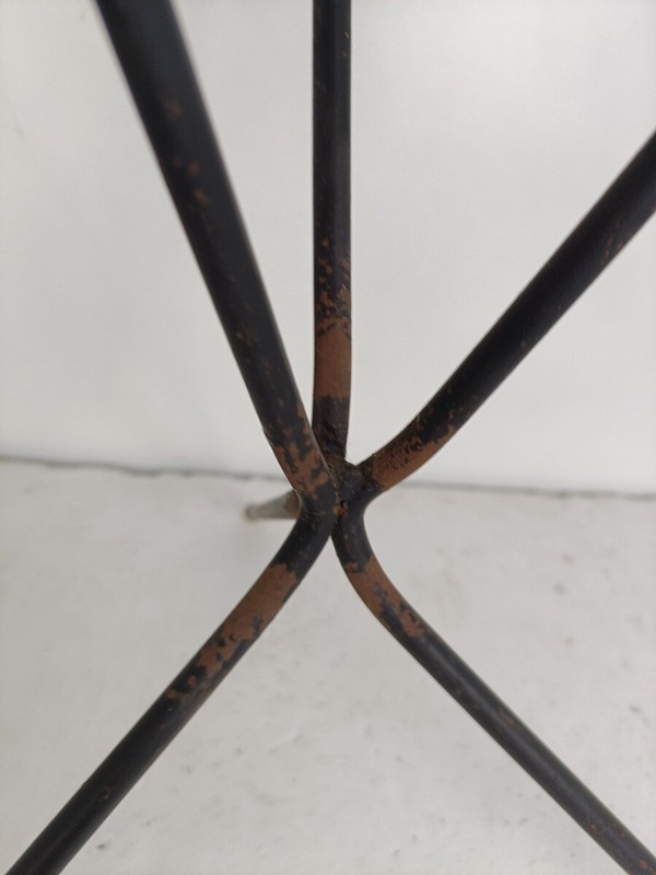 Lovely Small Side Occasional Table Iron Legs marble look top Modernist Vintage gallery