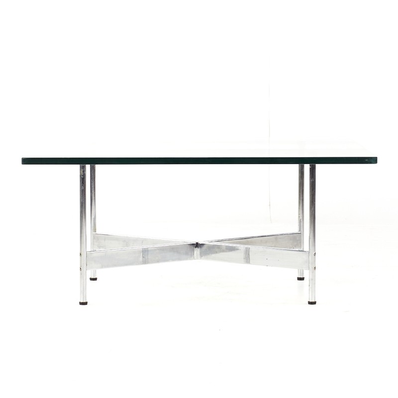 Laverne International Mid Century Chrome and Glass Coffee Table gallery