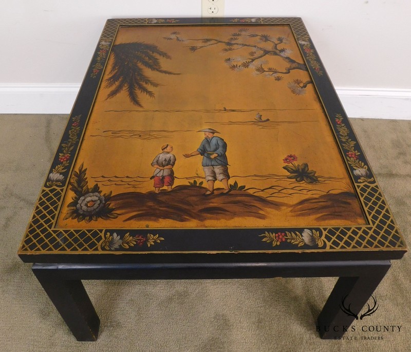 Kozak Studios Black & Gold Chinoiserie Painted Pair Side Tables gallery
