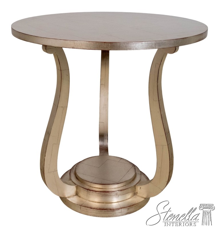 69762: JOHN RICHARD Silver Leaf Round Lamp Table