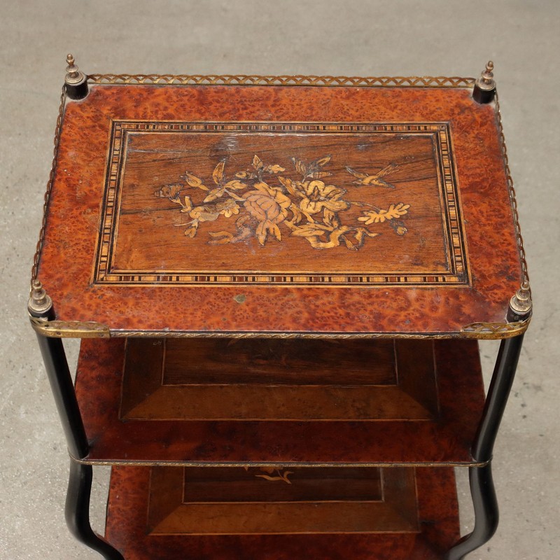 Antique Side Table Beech Metal Italy XX Century Original gallery