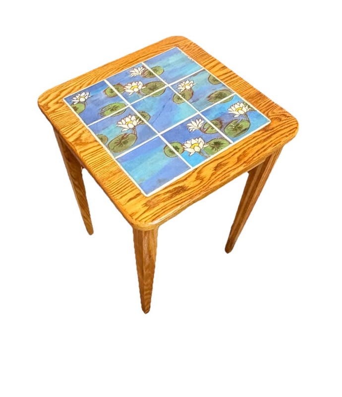 Vintage Mid Century Danish Modern Tile Top Teak Wood Side End Table Had Painted