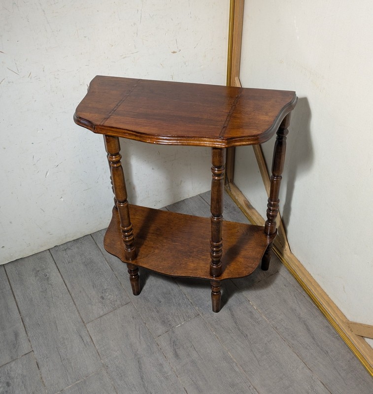 Vintage Demilune Half Moon Console Entry Table Turned Spindle Legs Federal K46 gallery