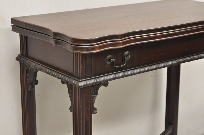 Antique Mahogany Georgian Style Flip Top Console Game Table gallery