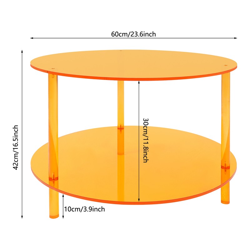 Modern Acrylic Coffee Table Living Room Double Tiers End Table With Storage Rack gallery