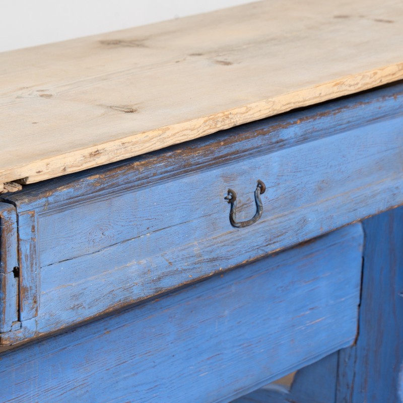 Early 19th-Century Swedish Pine Console Table with Blue Trestle Base gallery