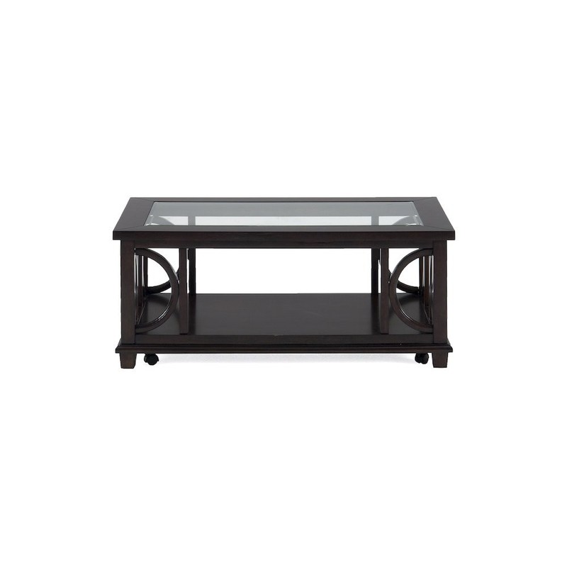 Panama Brown Contemporary Wood and Glass Coffee Table