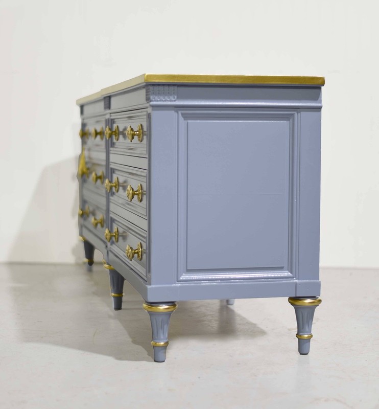 Mid Century French Side Tables by Karges in Blue a Pair - Newly Painted gallery