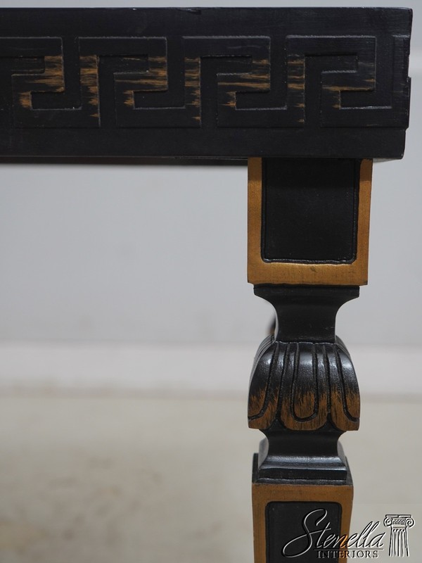 69703: Neoclassical Design Ebony & Gold Smoke Glass Top Console Table gallery