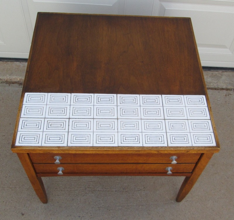 Lane Virginia Maid Nightstand End Table Side Table Tile Top Walnut Monte Carlo gallery