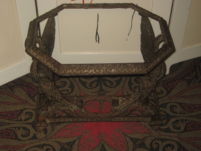 ANTIQUE CAST IRON METAL & MARBLE TOP TWO SWAN ACCENT TABLE ABE FRIEDMAN DESIGNER gallery