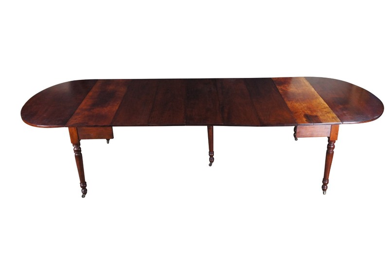 Antique American Victorian Cherry Oval Drop Leaf Farmhouse Dining Table 126″