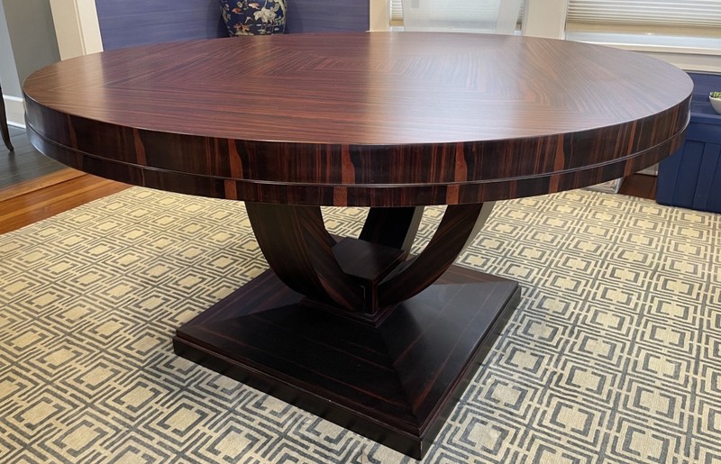 Vintage Art Deco Macassar Ebony Round Dining Table