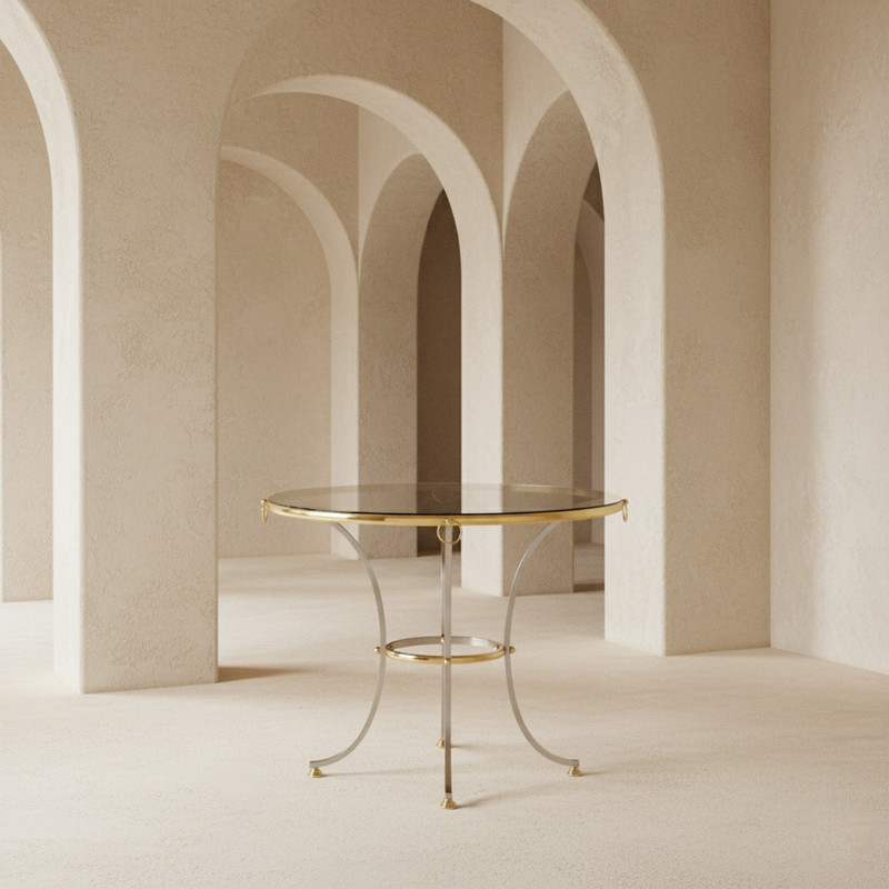 Hollywood Regency Maison Jansen Style Circular Dining Table ca. 1970s gallery