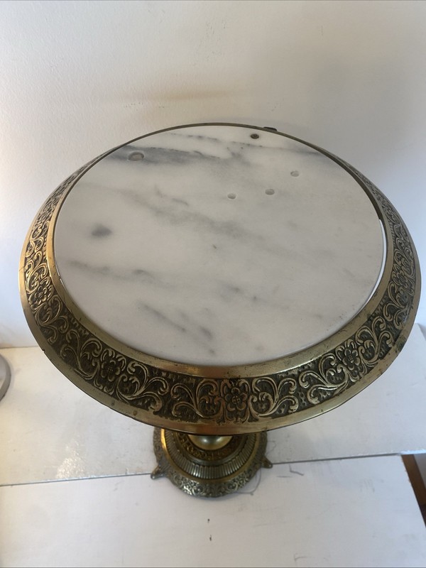 24 Inch Tall Brass coffee table stand with marble top gallery