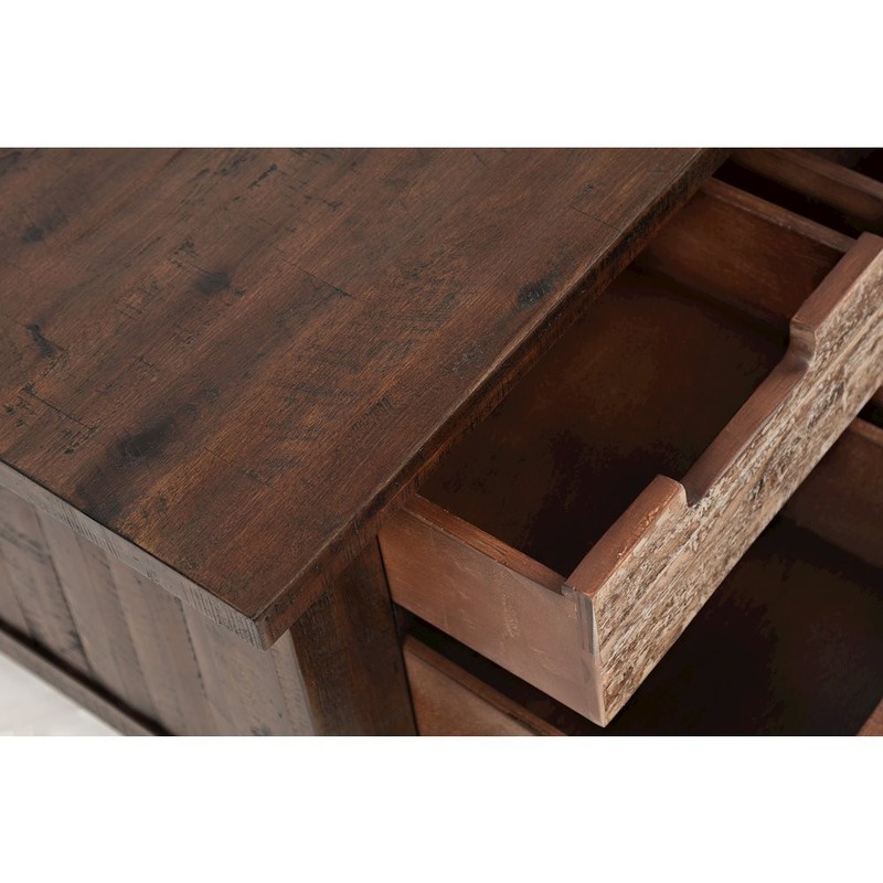 Rustic Solid Acacia Box Coffee Table with Pull-Through Drawers and Caster... gallery