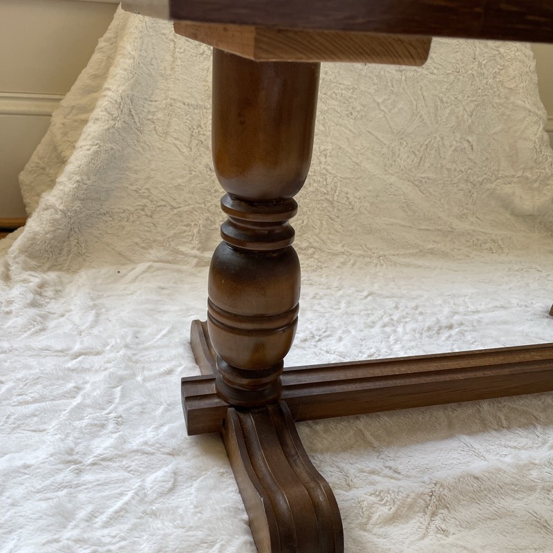 Antique German Accent Table, Wood with Tile Top, 16" x 14.5" x 14" gallery