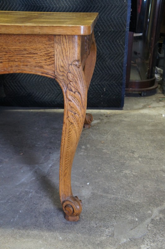 Antique French Country Louis XV Oak Extendable Acanthus Carved Dining Table gallery