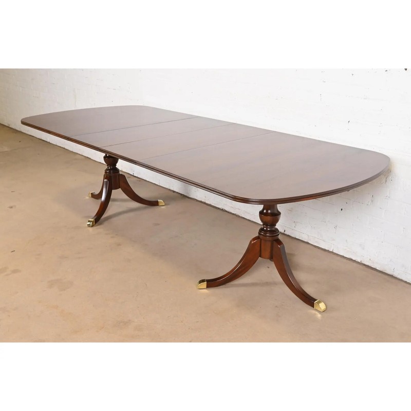 Baker Furniture Style Georgian Mahogany Extension Dining Table, Refinished