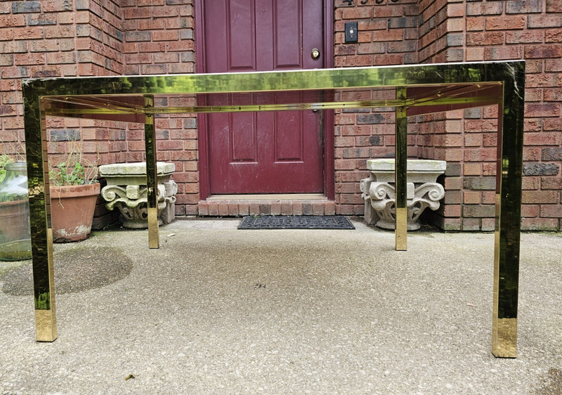 VINTAGE DINING TABLE D.I.A. BRASS & SMOKED GLASS EXTENSIONS TABLE DIA DESIGN INS gallery