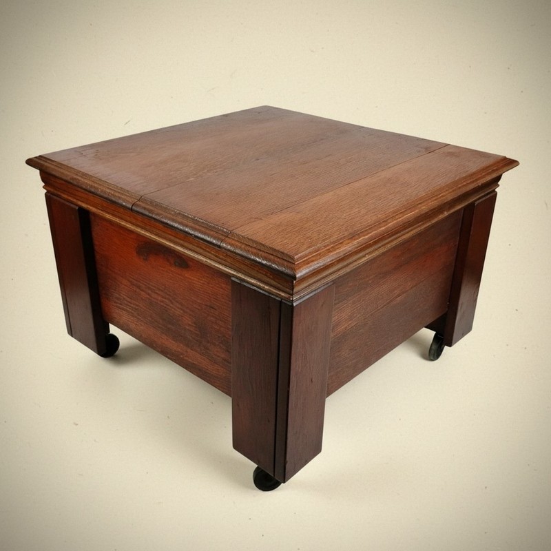 Handmade Repurposed Conrey & Birely Top Oak Storage Chest Coffee Table w/Casters
