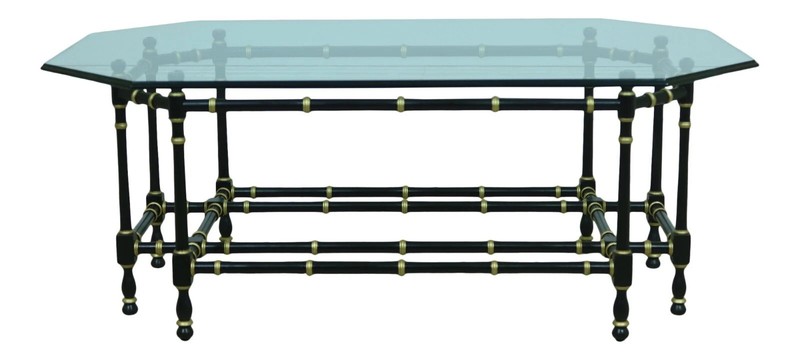 Kindel Faux Bamboo Glass Top Coffee Table Model 66-862