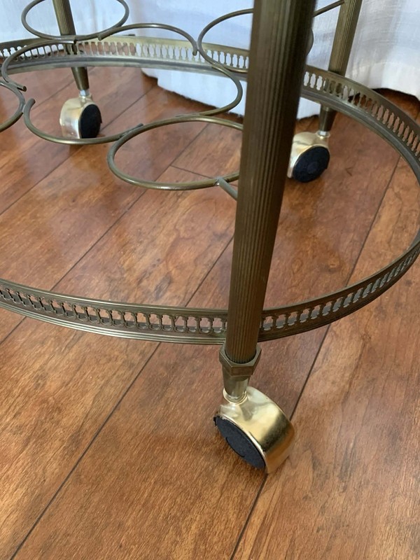 French Vintage Brass & Smoked Glass Bar Cart from Maison Bagues gallery